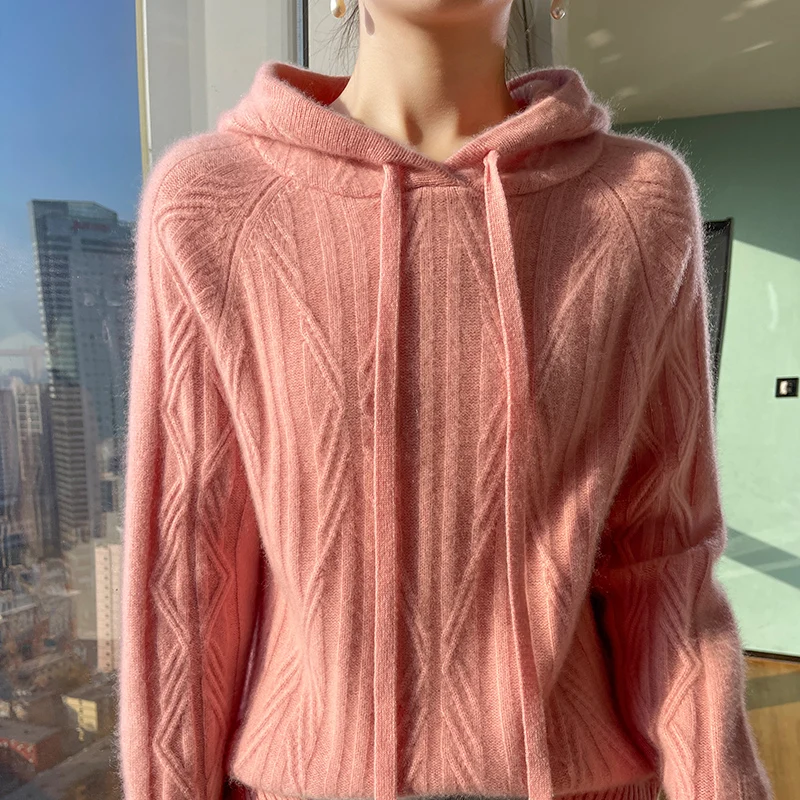 ZYCZCXX Thickened Hoodies Autumn and Winter Women's 100% Merino Wool Hoodies 2024 New Korean Fashion Sweaters Women's Clothes - Image 2