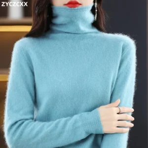 100% Merino Wool Women's Pullover Sweater 2025 Autumn/Winter New Warm Sweater Women's Basic Solid Casual Solid Color Sweater