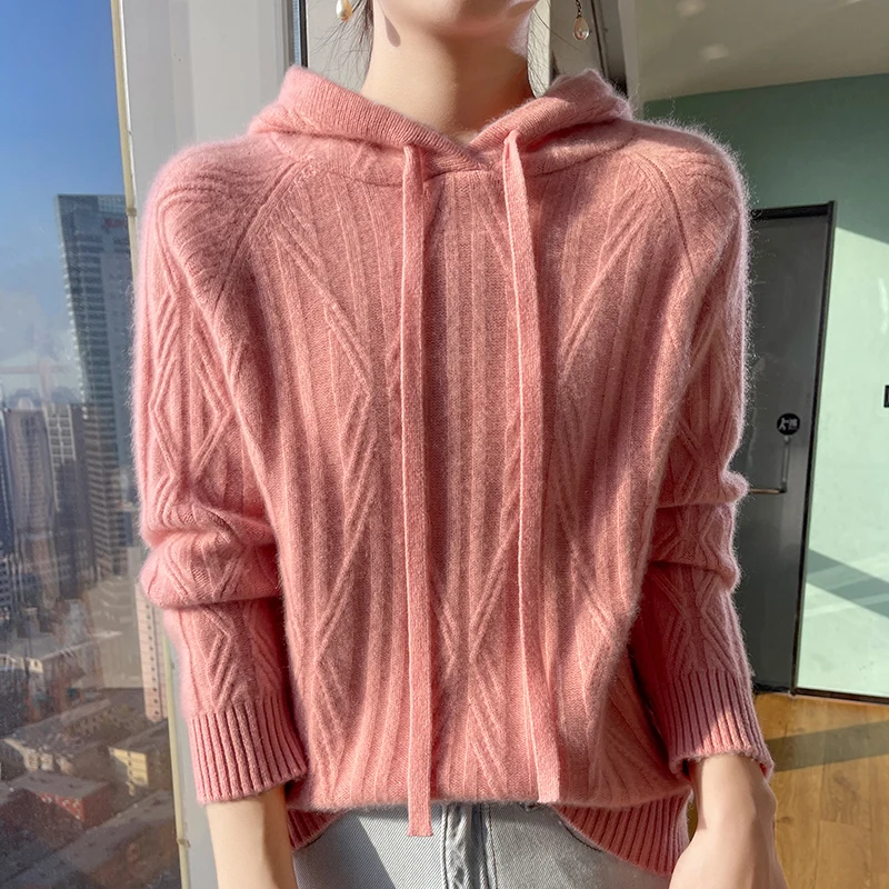 ZYCZCXX Thickened Hoodies Autumn and Winter Women's 100% Merino Wool Hoodies 2024 New Korean Fashion Sweaters Women's Clothes - Image 5