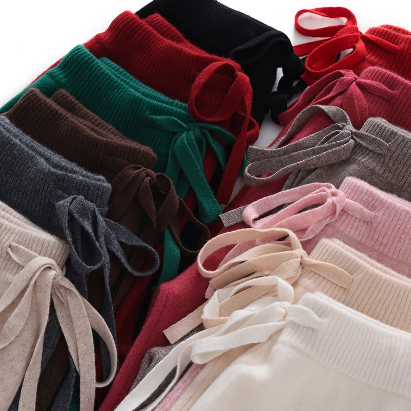 ZYCZCXX Knitted Pants 100% Merino Wool Women Clothes Wide Legs Pants Fall Winter Trousers Vintage Long Pants Y2K Korean Fashion - Image 2