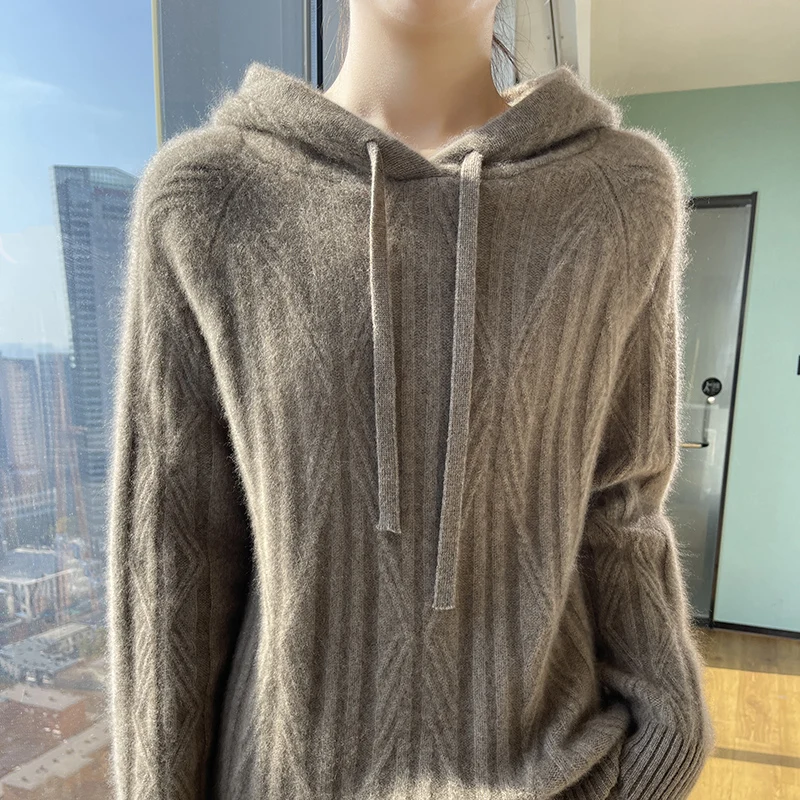 ZYCZCXX Thickened Hoodies Autumn and Winter Women's 100% Merino Wool Hoodies 2024 New Korean Fashion Sweaters Women's Clothes - Image 6