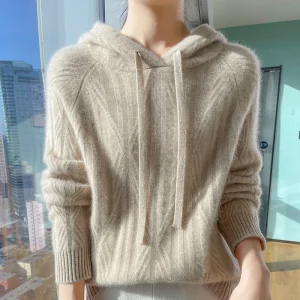 ZYCZCXX Thickened Hoodies Autumn and Winter Women's 100% Merino Wool Hoodies 2024 New Korean Fashion Sweaters Women's Clothes
