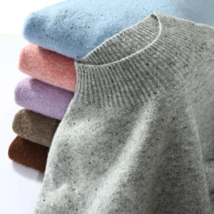 Mock Neck Women's Clothes 100% Merino Wool Long-sleeved Pullover Thick Warm Knit Top Color Fashion Sweater in Autumn and Winter